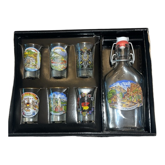 German Flask and Shot Glass Set Scenic Set - Picture 3 of 12